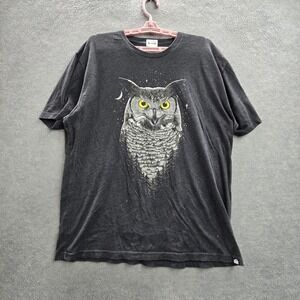 INTO THE AM Men Shirt XL Gray Graphic Owl Tee Print Short Sleeve